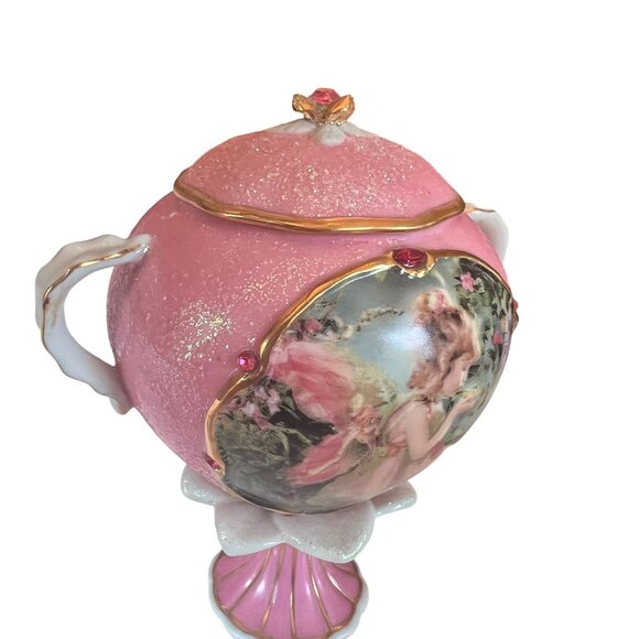 Frog Prince Enchanted Gardens Heirloom Porcelain Music Box Pink & Gold Dream A L - Picture 8 of 8